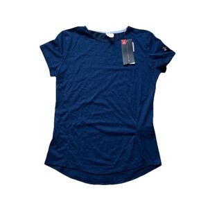 Under Armour Womens Blue Threadborne Short Sleeve Shirt Size Small BNWT MSRP $40